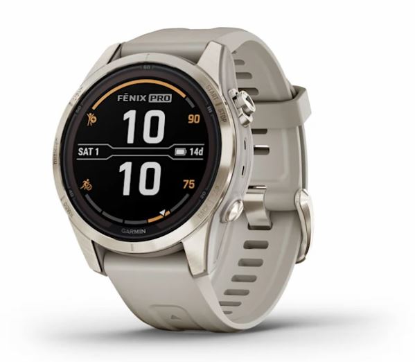 fēnix® 7S Pro – Sapphire Solar Edition Soft Gold with Light Sand Band