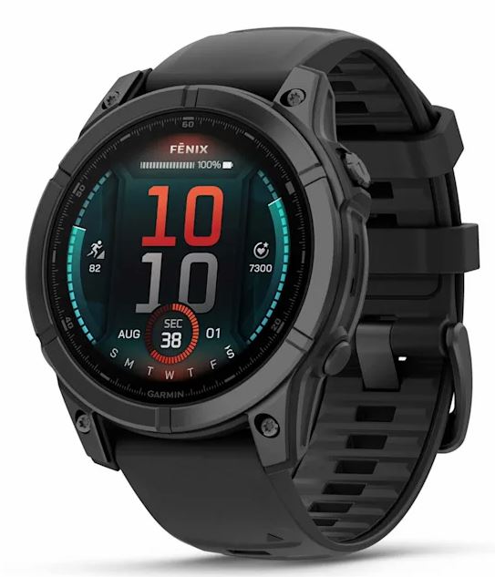 fēnix® E – 47 mm, AMOLED Slate Gray Steel with Black Silicone Band