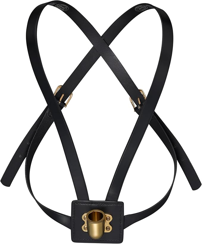 Double Flag Carrier, Leather Harness, Cup & Buckles
