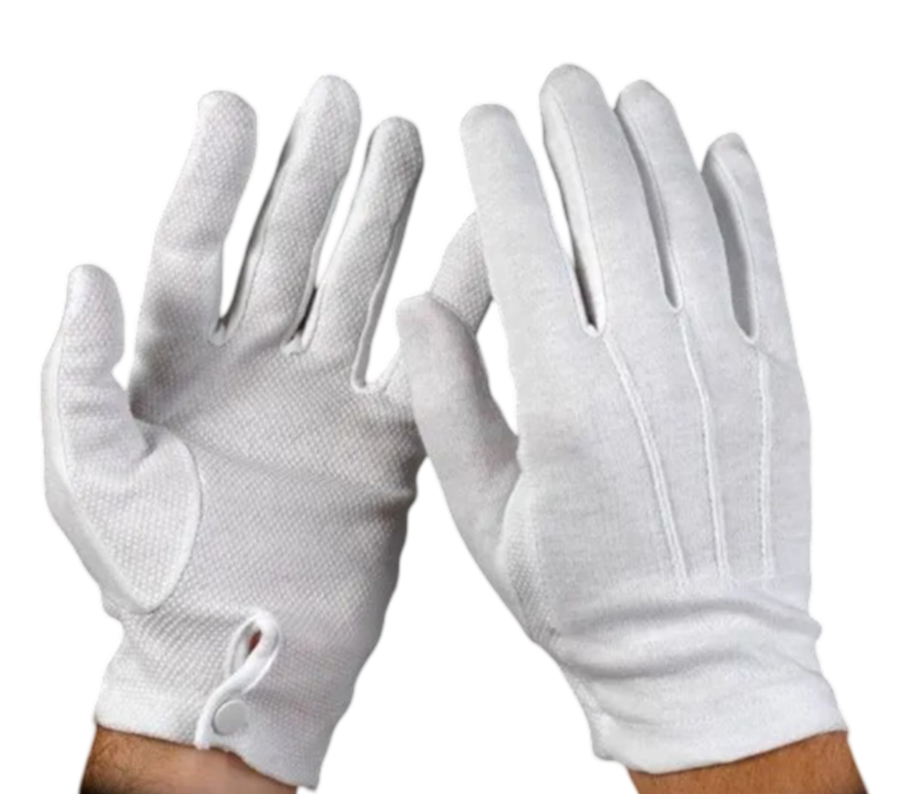 White Sure-Grip Snap Wrist Gloves Mil-Bar White Sure-Grip Snap Wrist Gloves Mil-Bar