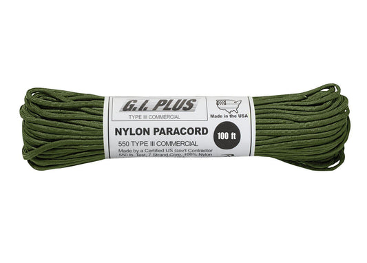 Nylon Paracord- Olive Drab 100ft Type III 550 lb. (5 Per Pack)