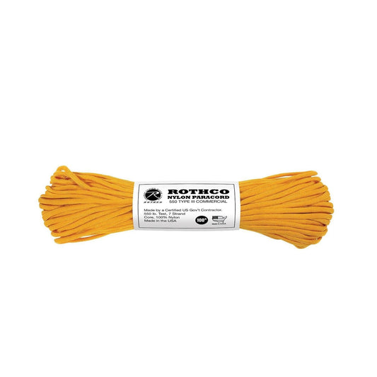 Nylon Paracord - Gold 100 ft Type III 550 lb. (5 Per Pack)
