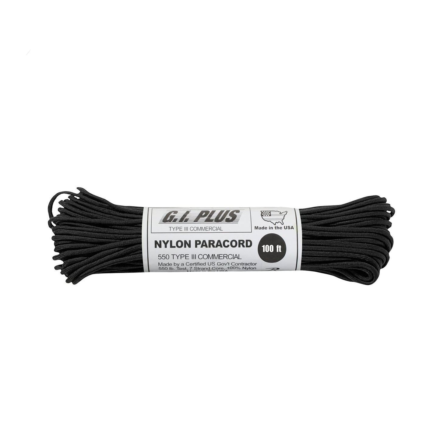 Nylon Paracord Type III 550 LB 100 FT Color : Black (5 per pack)