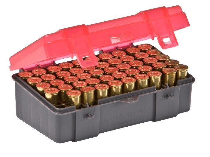 50-Count Rifle Ammo Case .41 Magnum, Dark Gray/Transparent Rose, Model # 122650