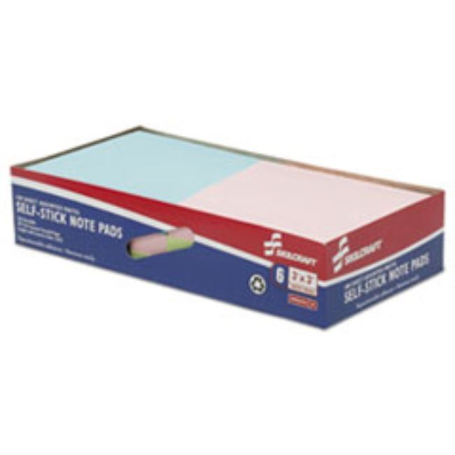 SELF-STICK NOTE PAD SET, 3 X 3 IN, UNRULED, ASSORTED COLORS (10 PACK)