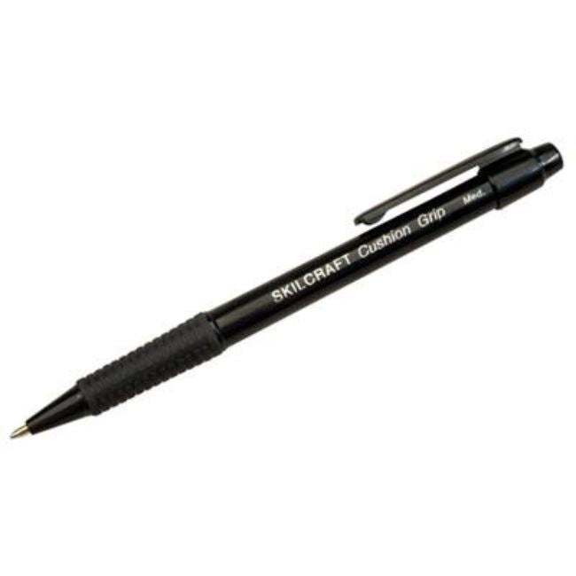 CUSHION GRIP BALLPOINT RETRACTABLE PEN, BLK INK, MED. (5 DOZEN PER PACK)