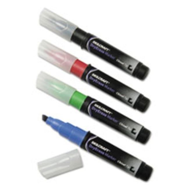 DRY ERASE MARKERS, CHISEL TIP, ASSORTED, 4CT/SET (10 SETS PER PACK)