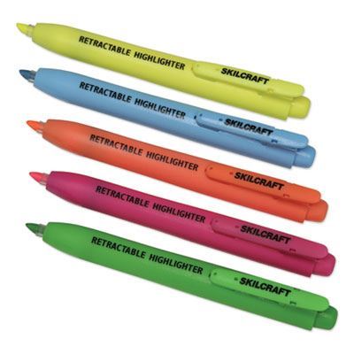RETRACTABLE HIGHLIGHTER, CHISEL TIP, 5 COLOR SET (10 SETS PER PACK)