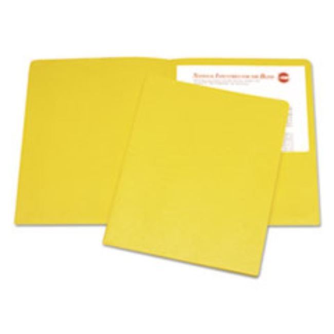 DOUBLE POCKET PORTFOLIO, LETTER SIZE, YELLOW, 25CT/BOX (5 BOXES PER PACK)