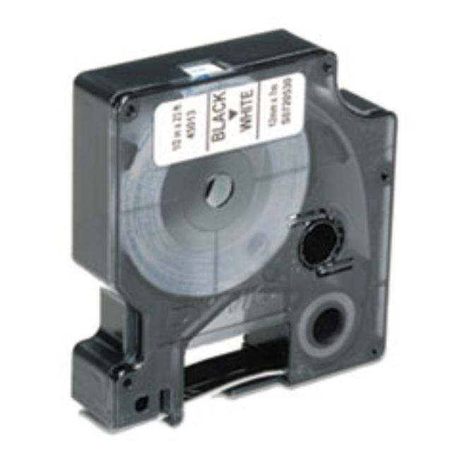 DYMO/SKILCRAFT LABEL CASSETTE, 1/2" X 23 FT, WHITE/BLACK, (5 PER PACK)