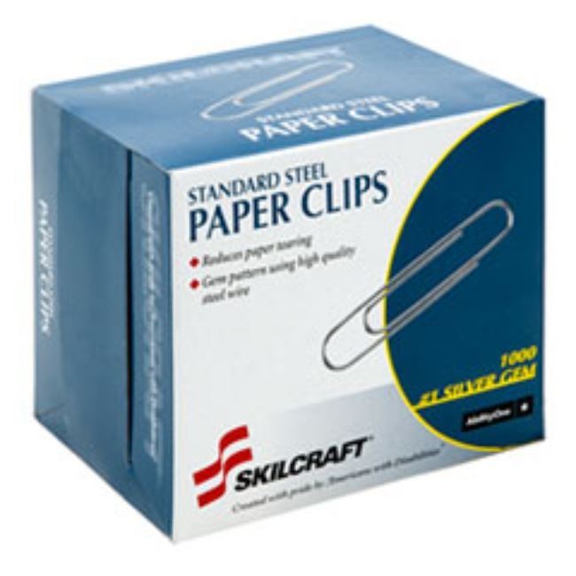 PAPER CLIPS, STEEL, SILVER, 1000ct BOX (10 boxes per pack)