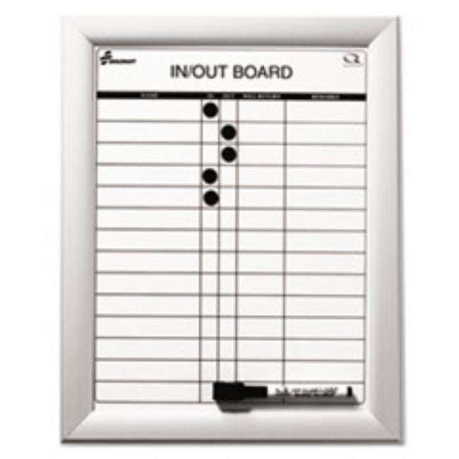 QUARTET MAGNETIC IN/OUT BOARD, 11 X 14, ALUMINUM FRAME, 1 EACH