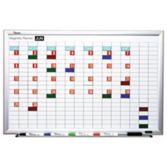 MAGNETIC WORK/PLAN DRY ERASE KIT, 36 X 24, SILVER, 1 EACH