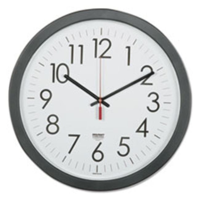 QUARTZ WALL CLOCK, 14 1/2", WHITE FACE, BLACK, (5 PER PACK)