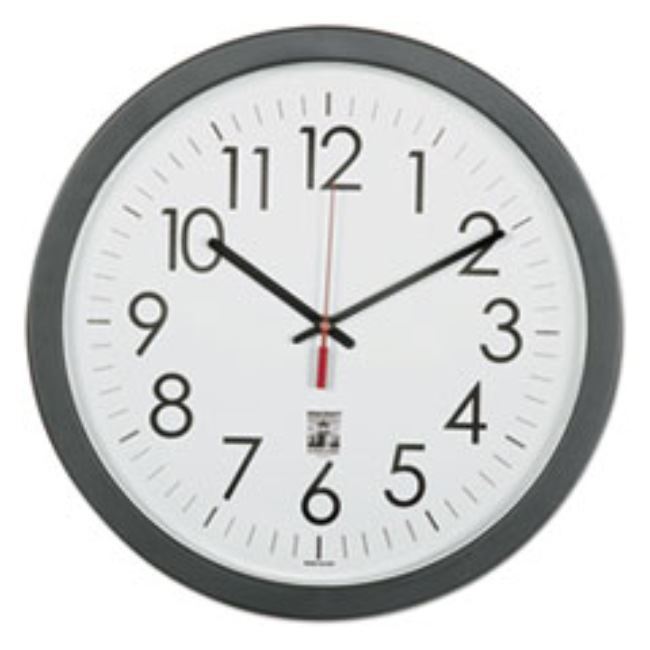 SELF-SET WALL CLOCK, 14 1/2", WHITE FACE, BLACK, (5 PER PACK)