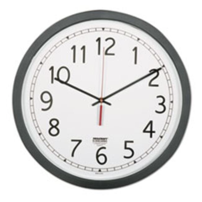 QUARTZ WALL CLOCK, 16 1/2", WHITE FACE, BLACK, 1 EACH