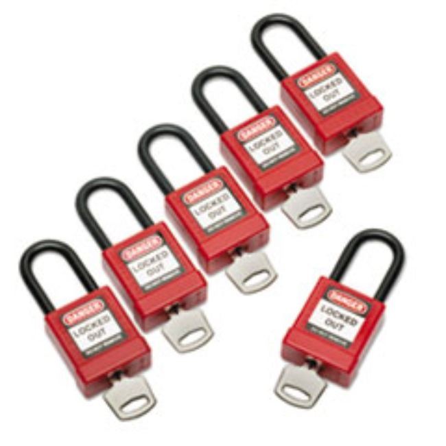 LOCKOUT TAGOUT PADLOCKS, 1 SET OF 6 KEYED ALIKE, 1 EACH