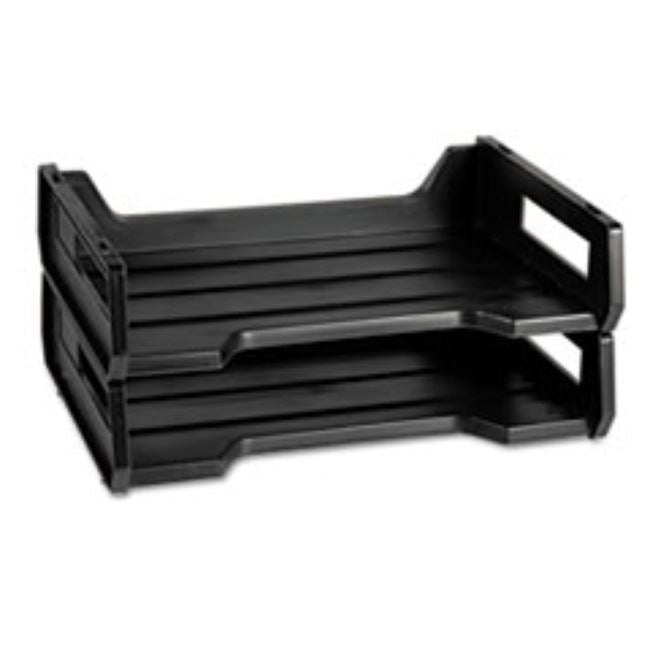 PLASTIC DESK TRAY, LETTER SIZE, 12 X 8 1/2 X 5, 2 TRAY, BLACK (10 per pack)