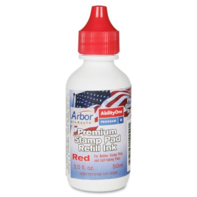 STAMP PAD INK, 2 OZ BOTTLE, RED. (15 per pack)