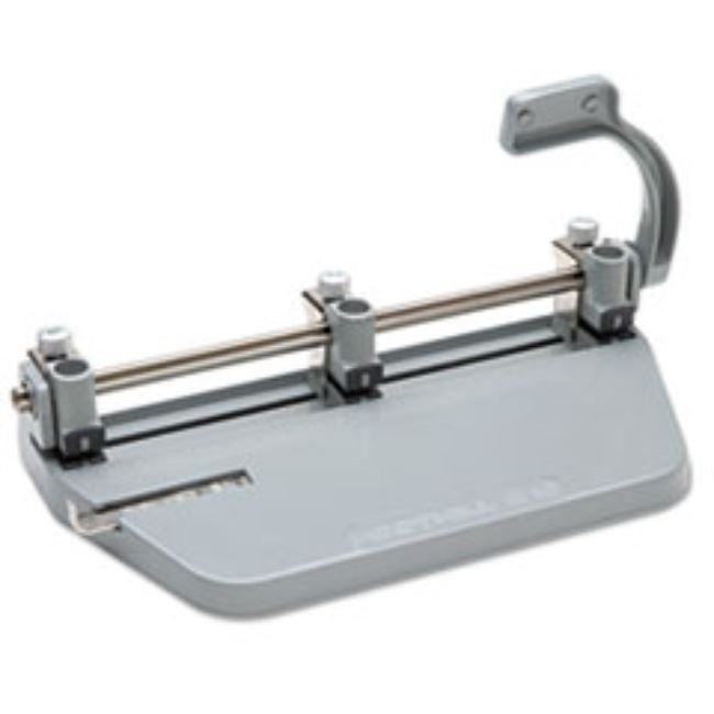 ADJUSTABLE MEDIUM-DUTY THREE-HOLE PUNCH, 1/4" HOLES, GRAY, (5 per pack)