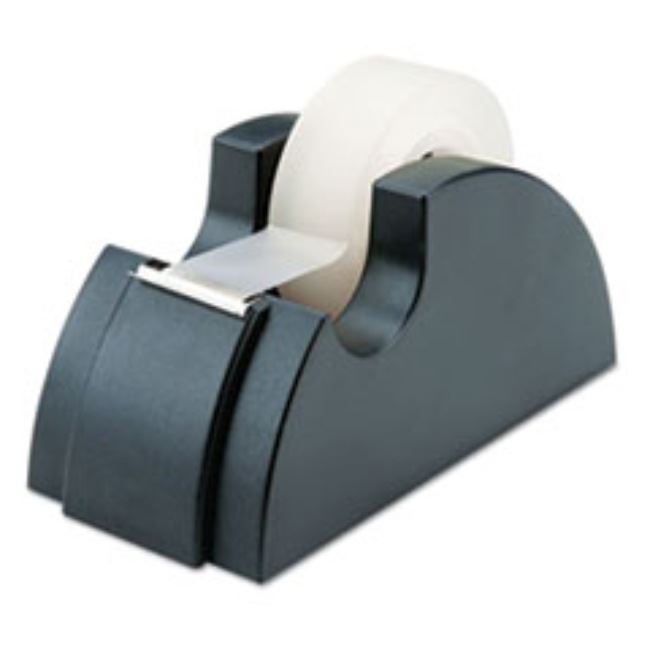DESKTOP TAPE DISPENSER, RUBBER FEET, SERRATED CUTTING EDGE, BLACK (10 per pack)