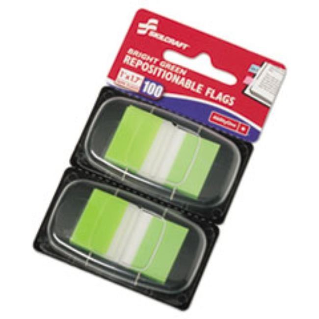 PAGE FLAGS, 1" X 1 3/4", BRIGHT GREEN, 100 CT. PACK (15 PER PACK)
