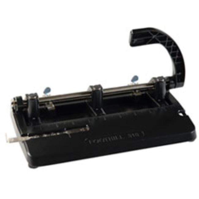 ADJUSTABLE HEAVY-DUTY THREE-HOLE PUNCH, 9/32" HOLES, BLACK, 1 EACH