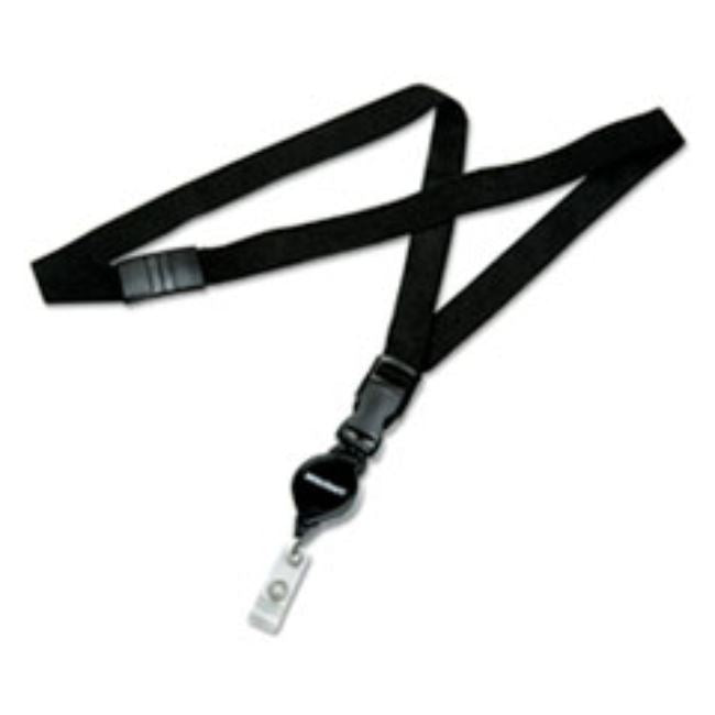 BREAKAWAY LANYARD, RETRACTABLE WHEEL 36", NYLON, BLACK, 12CT/PACK