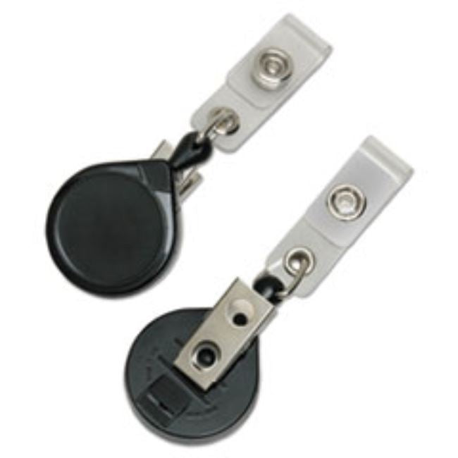 RETRACTABLE ID REEL WITH BULLDOG CLIP, 36", BLACK, 12CT/PACK
