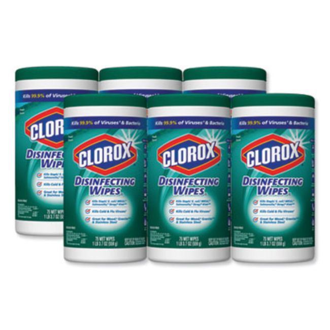 Disinfecting Wipes, Fresh Scent, 7 X 8, White, 75/Canister, 6 Canisters/Carton