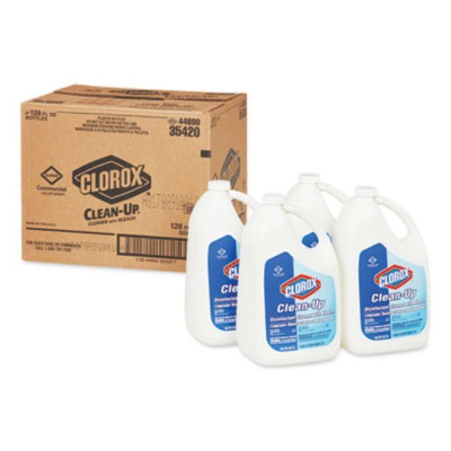 Clean-Up Disinfectant Cleaner With Bleach, Fresh, 128 Oz Refill Bottle, 4/Carton