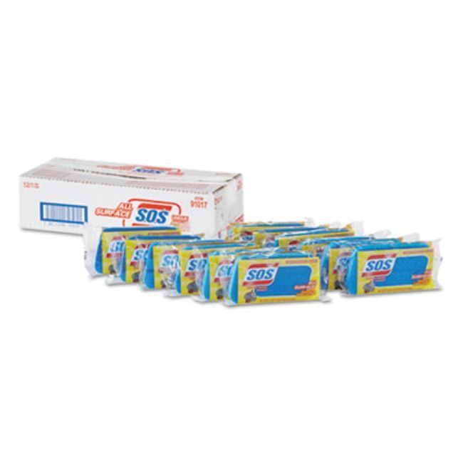 All Surface Scrubber Sponge, 2 1/2 X 4 1/2, 1" Thick, Blue, 12/Carton