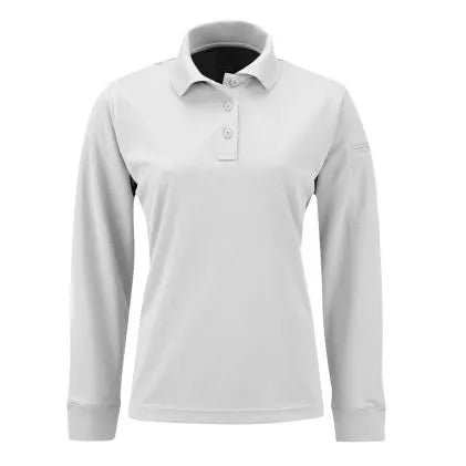 White polo shirt sales long sleeve women's