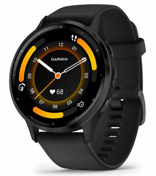 Venu 3 Slate Stainless Steel Bezel with Black Case and Silicone Band