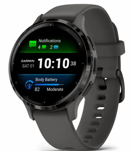 Venu® 3S Slate Stainless Steel Bezel with Pebble Gray Case and Silicone Band