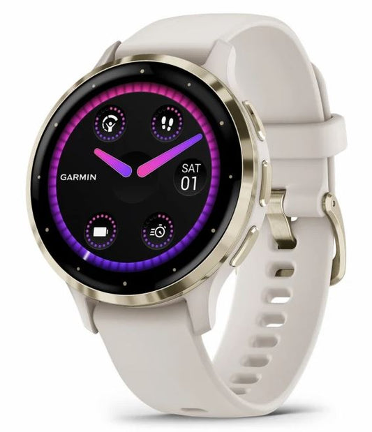 Venu® 3S Soft Gold Stainless Steel Bezel with Ivory Case and Silicone Band