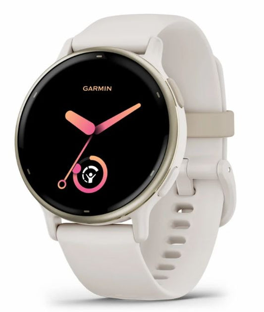 voactive 5 Cream Gold Aluminum Bezel with Ivory Case and Silicone Band