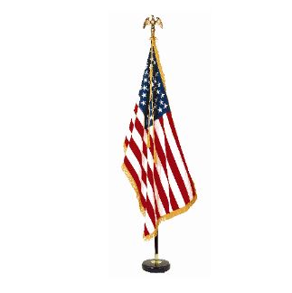 Mahogany Indoor Flag Set with Signature U.S. Flag
