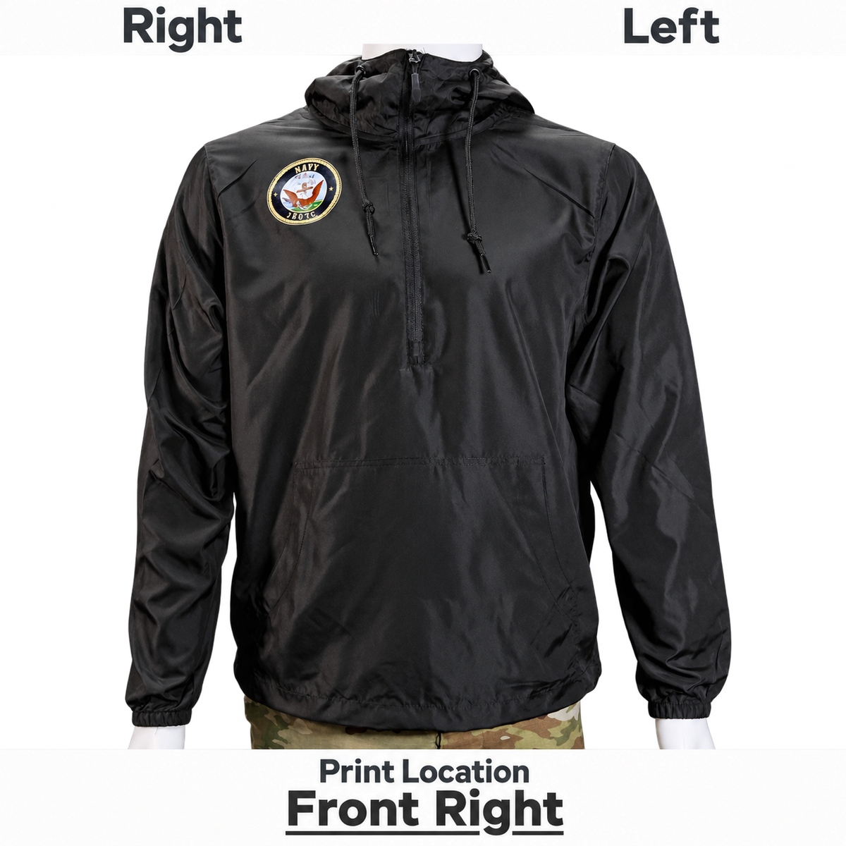 Unisex Lightweight Quarter-Zip Windbreaker Pullover Jacket W/ Shoulder Imprints