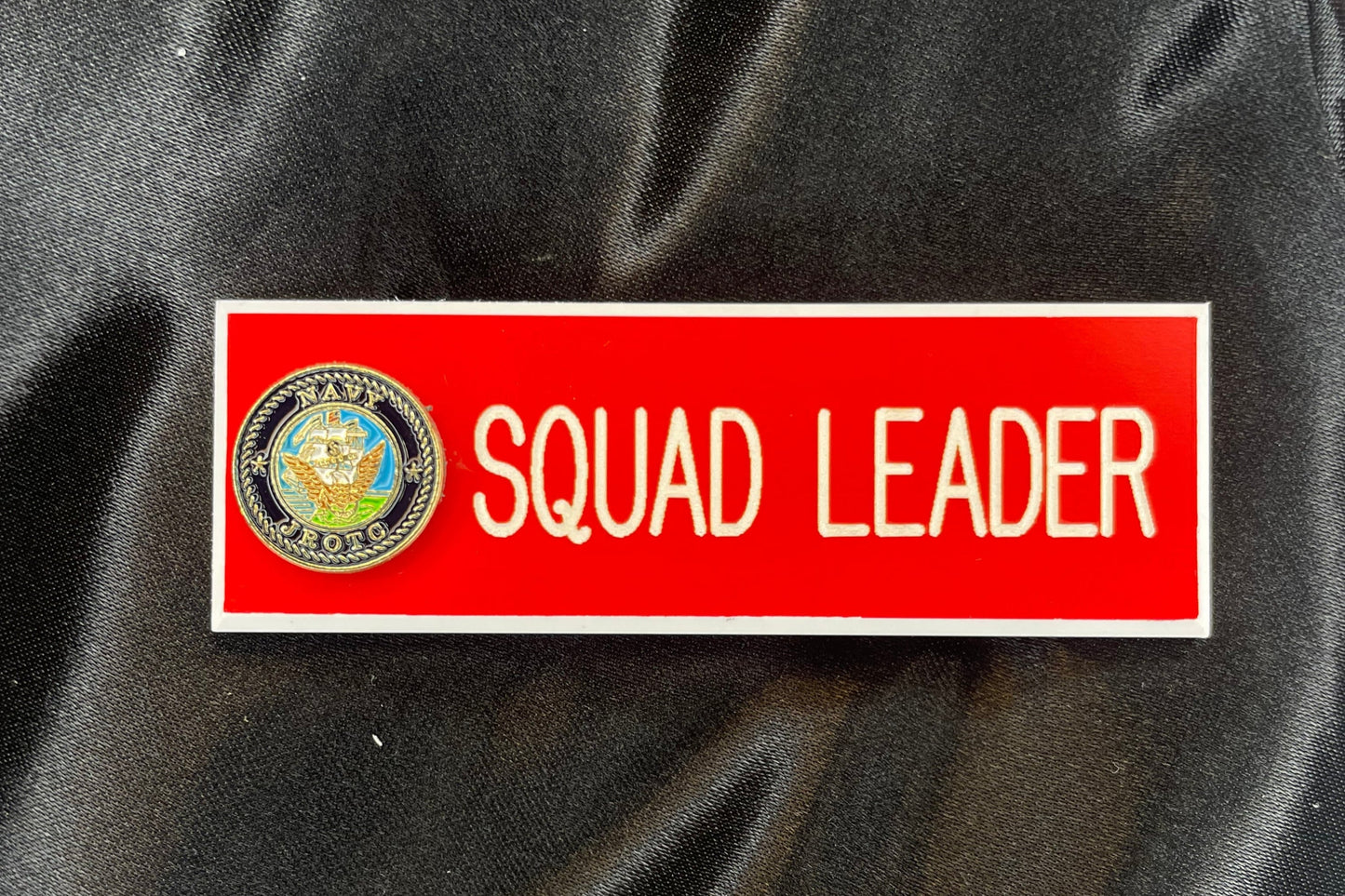Red Navy Nameplate W- Emblem 1 Line (1" x 3")