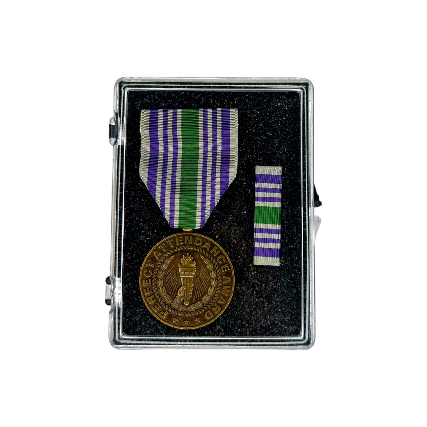 N-SERIES STOCK MEDAL SET -Perfect  Attendance Award Medal, Ribbon & Drape Set (N-1-4)