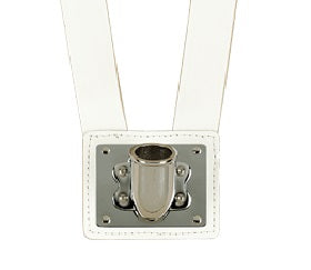 Single Flag Carrier, White Leather Harness, Nickel Cup &  Buckle