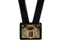 Single Flag Carrier, Black Clarino Harness, Brass Cup & Buckles