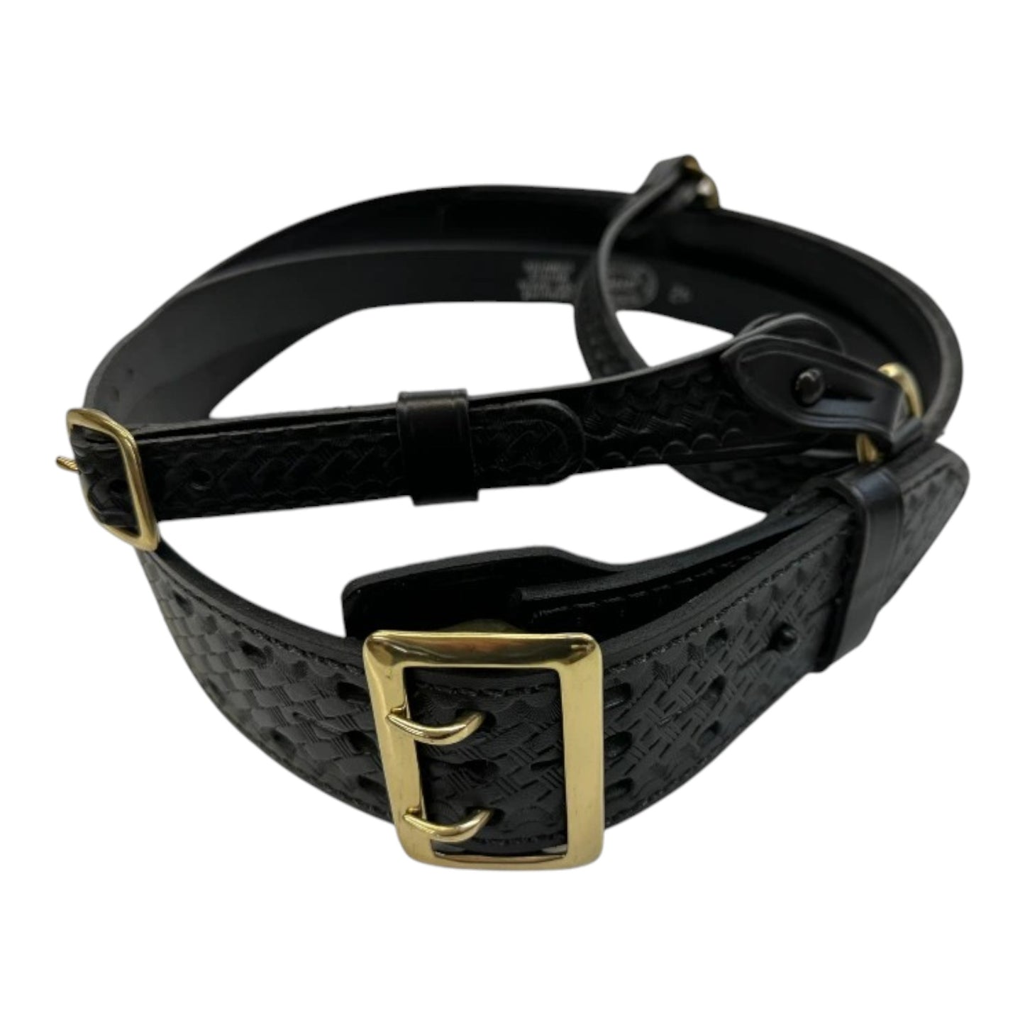 Basketweave Sam Browne Belt, Full Lined, Left Shoulder Strap, Blk