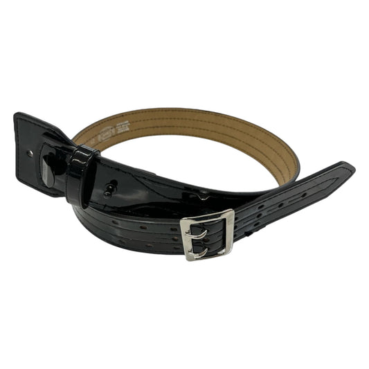 Sam Browne Waist Belt with 4 Rows of Stitching Clarino, Blk