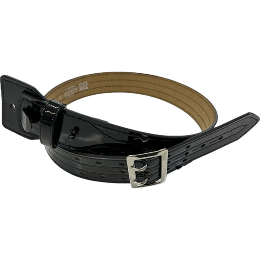 Sam Browne Waist Belt with 4 Rows of Stitching Clarino, Blk