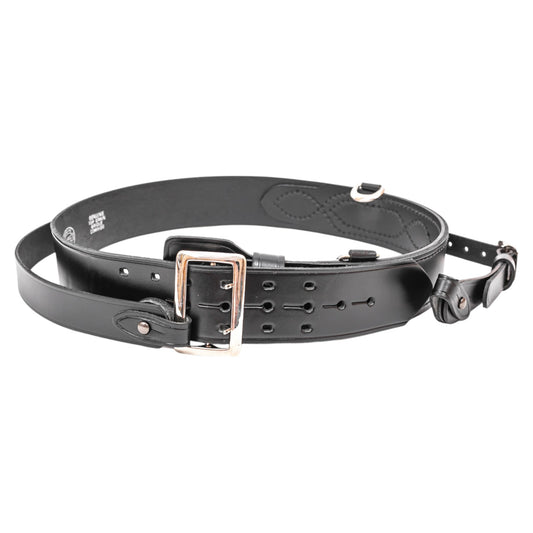 Sam Browne Belt, Half Lined, Panel Stitching, Black