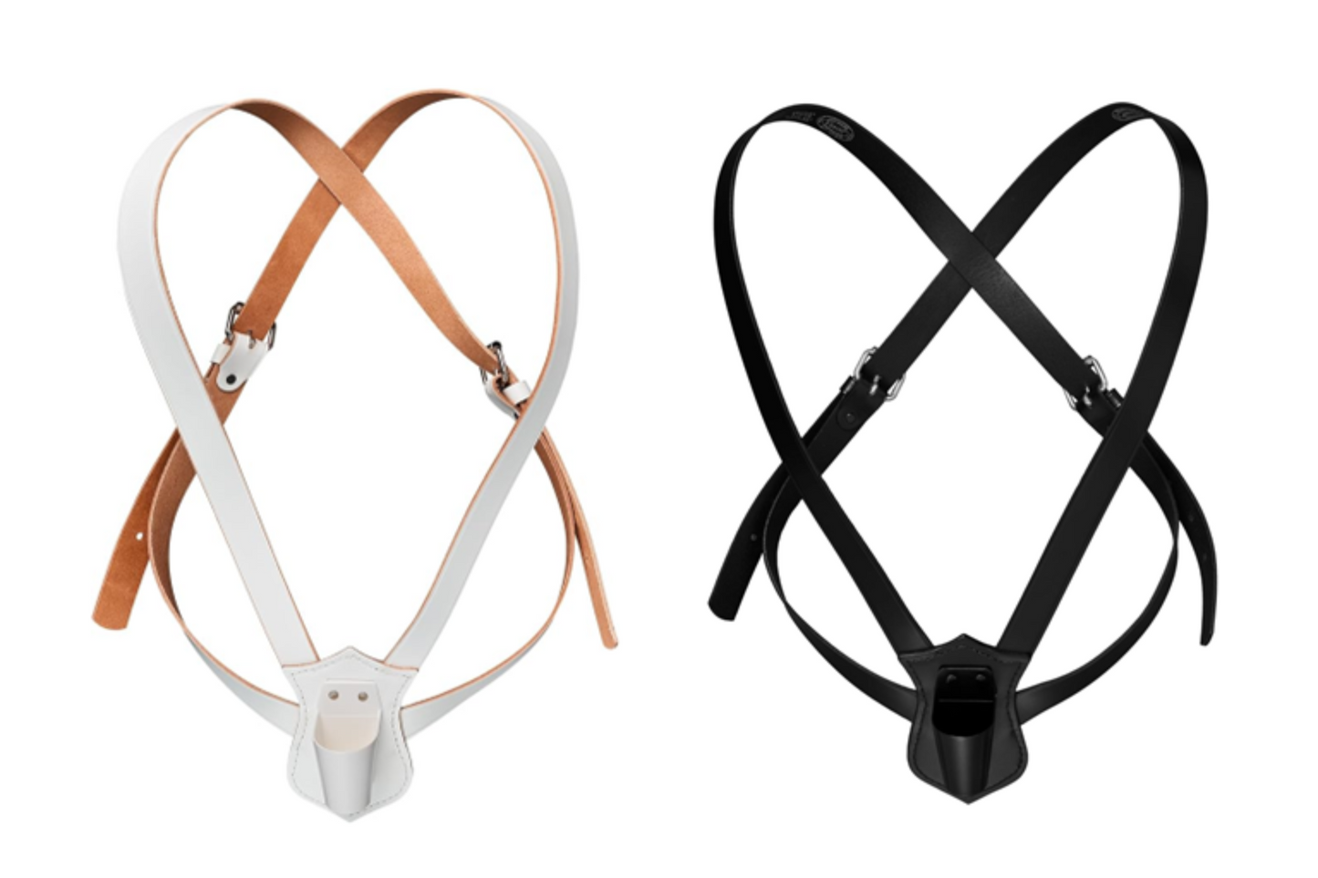 Double Flag Carrier, Leather Harness, Plastic Cup, Nickel buckles