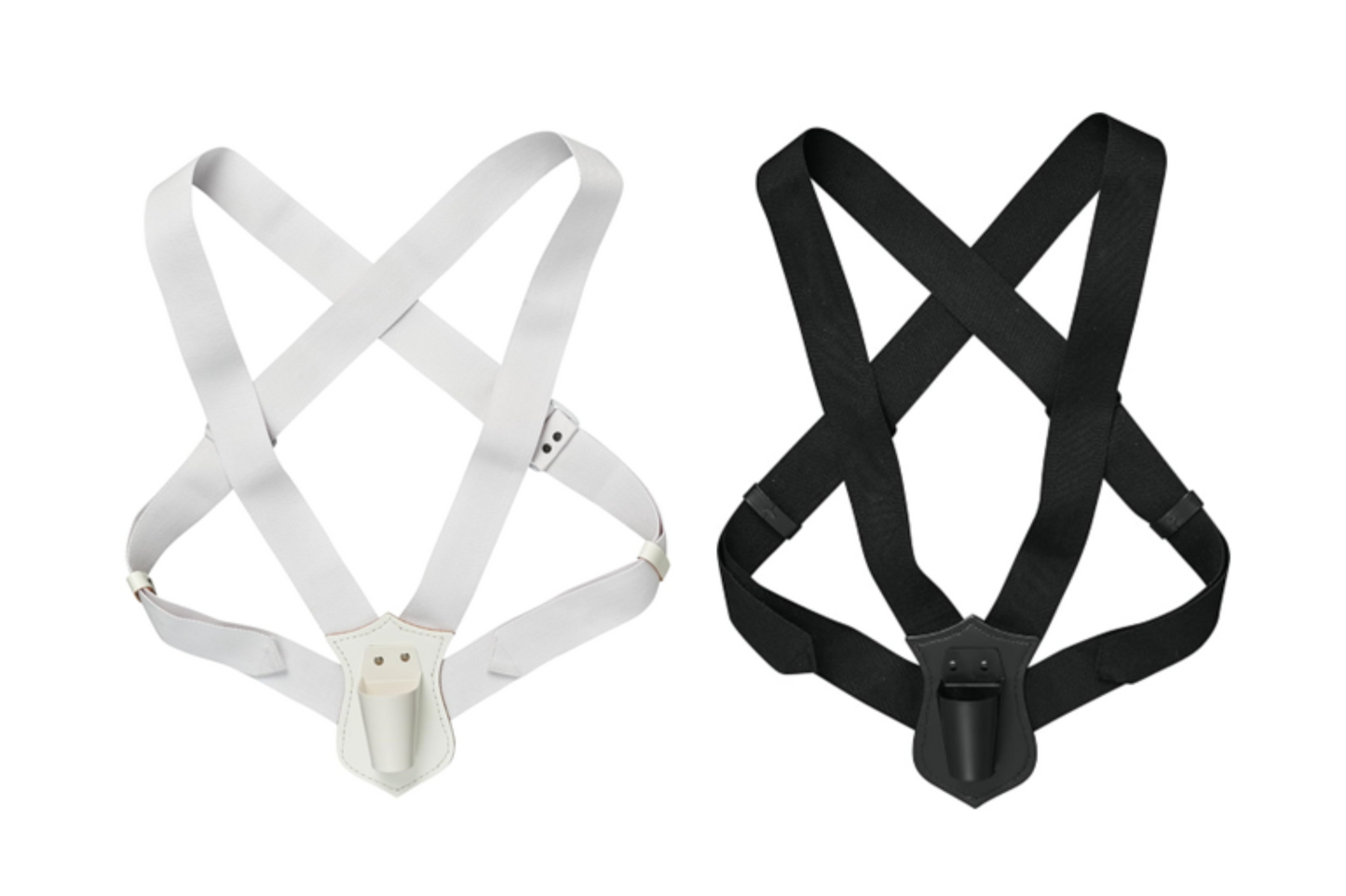 Double Flag Carrier, White Web Harness, Plastic Cup, Vinyl Buckles