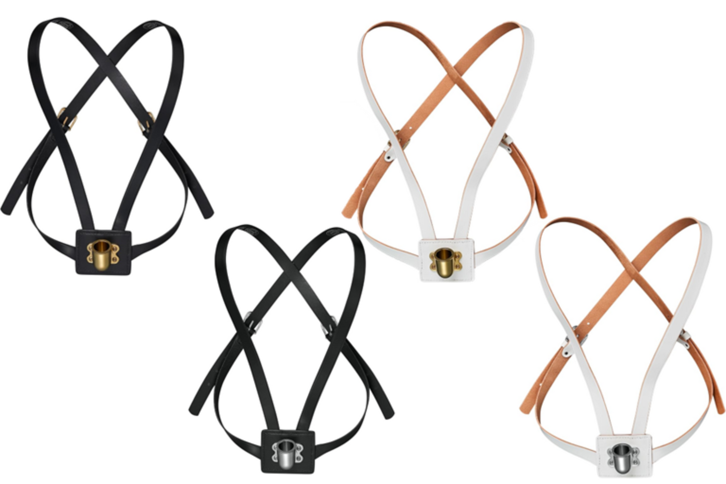 Double Flag Carrier,  Leather Harness, Cup & Buckles